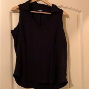 Collared sleeveless navy blue golf shirt